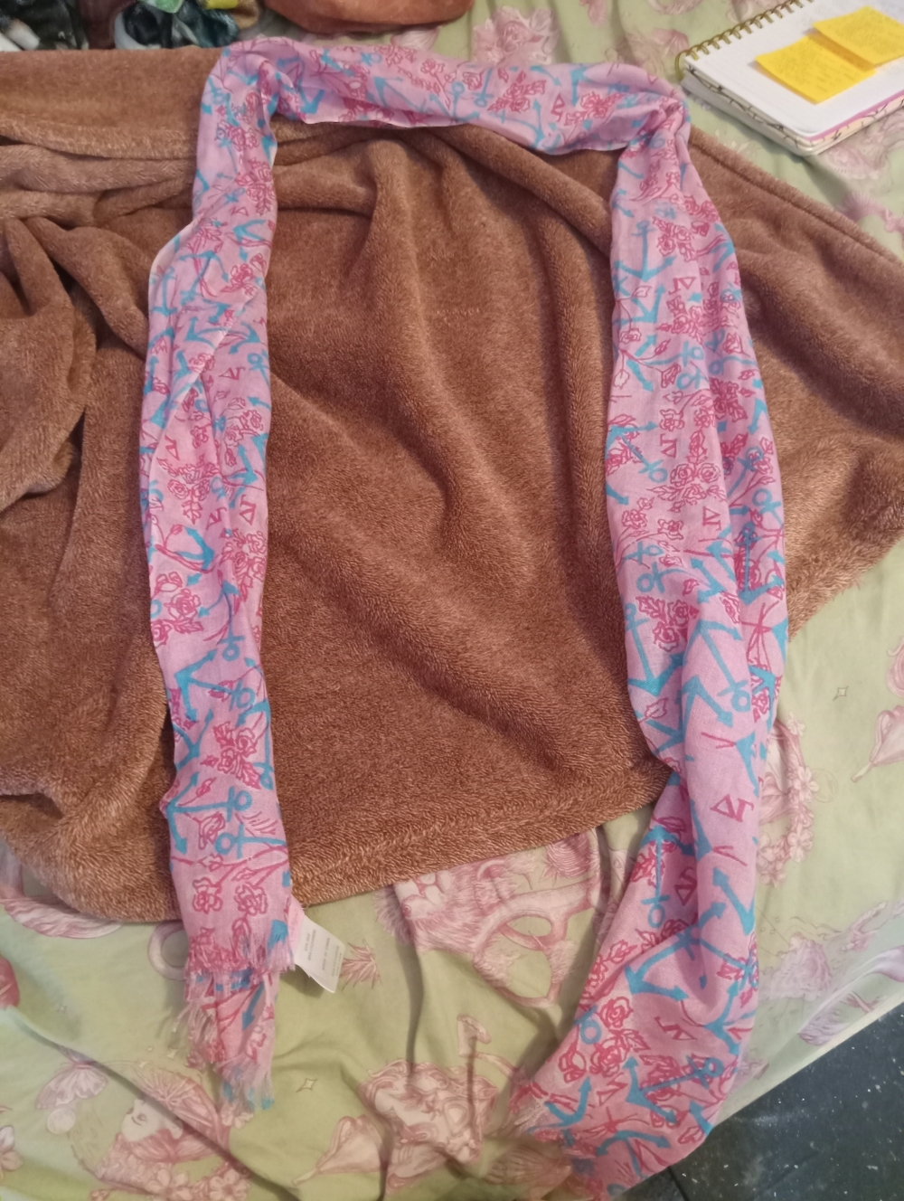 Women's Silk Cashmere Delta Gamma Anchor Murfette Fringed Scarf